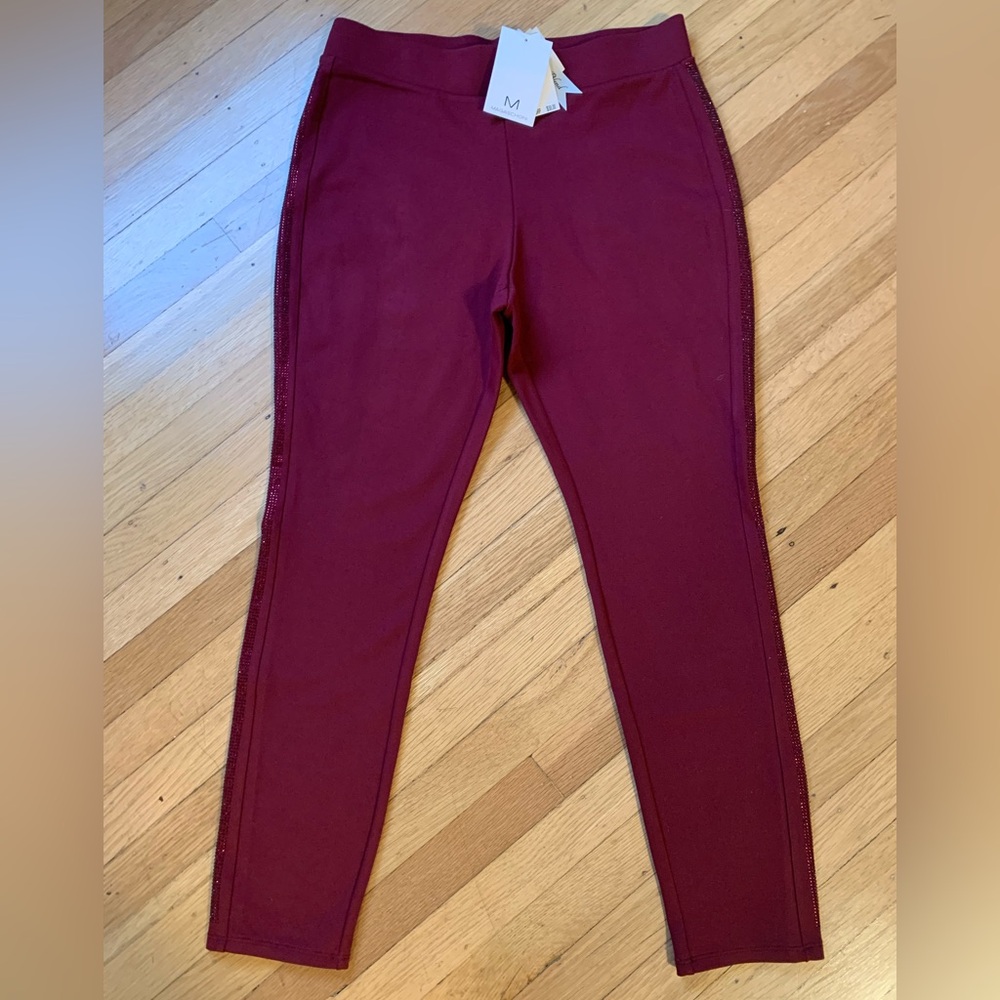 NWT MAGASCHONI OXBLOOD SKINNY FITTED LEGGING STRETCH PANTS SIZE L/US SIZE 12